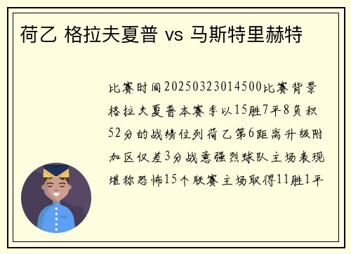 荷乙 格拉夫夏普 vs 马斯特里赫特